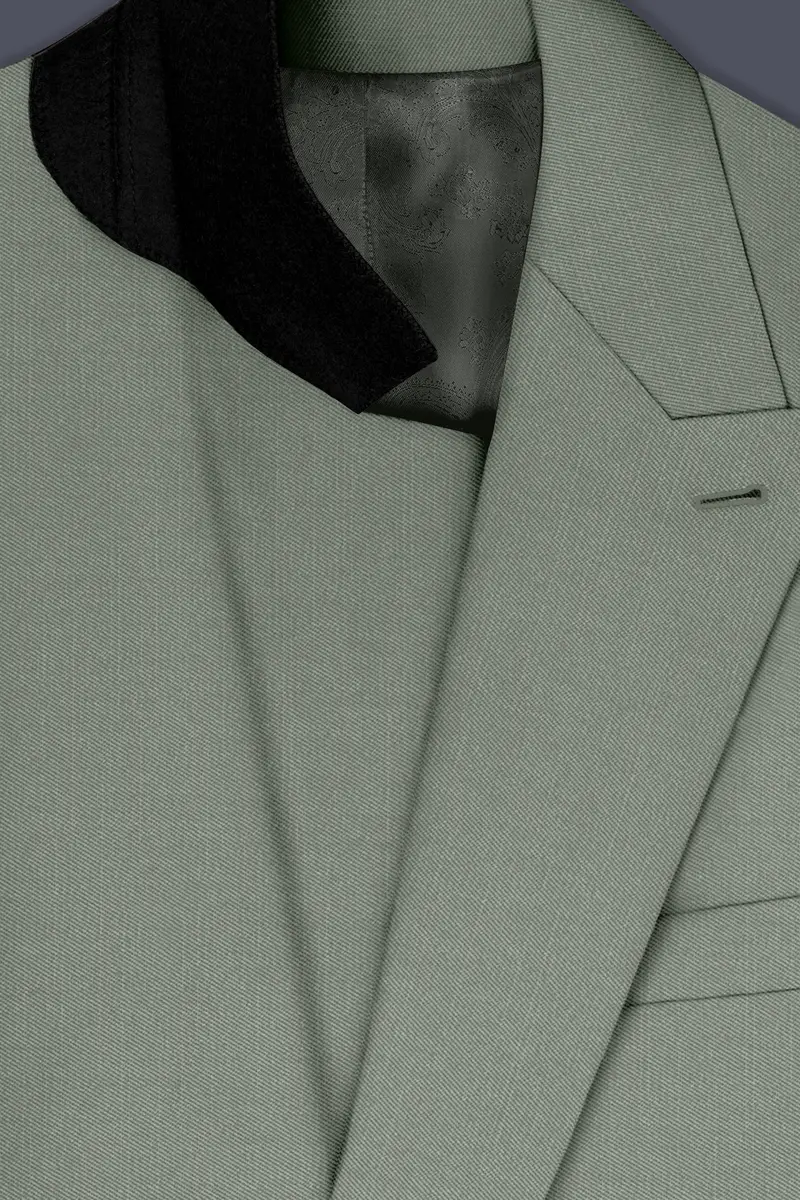Sage-Smokey Green Wool Rich Slight Stretch Double Breasted Suit 5