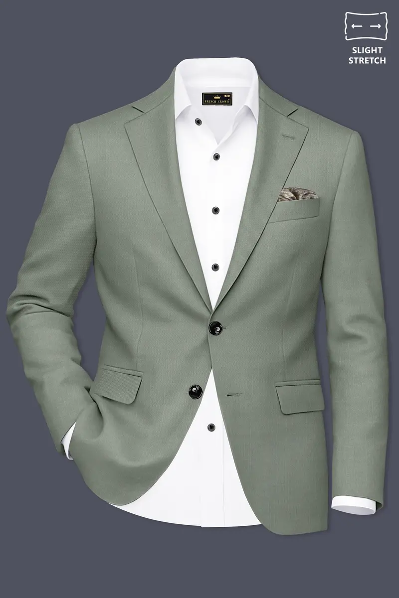 Sage-Smokey Green Wool Rich Slight Stretch Single Breasted Suit 10