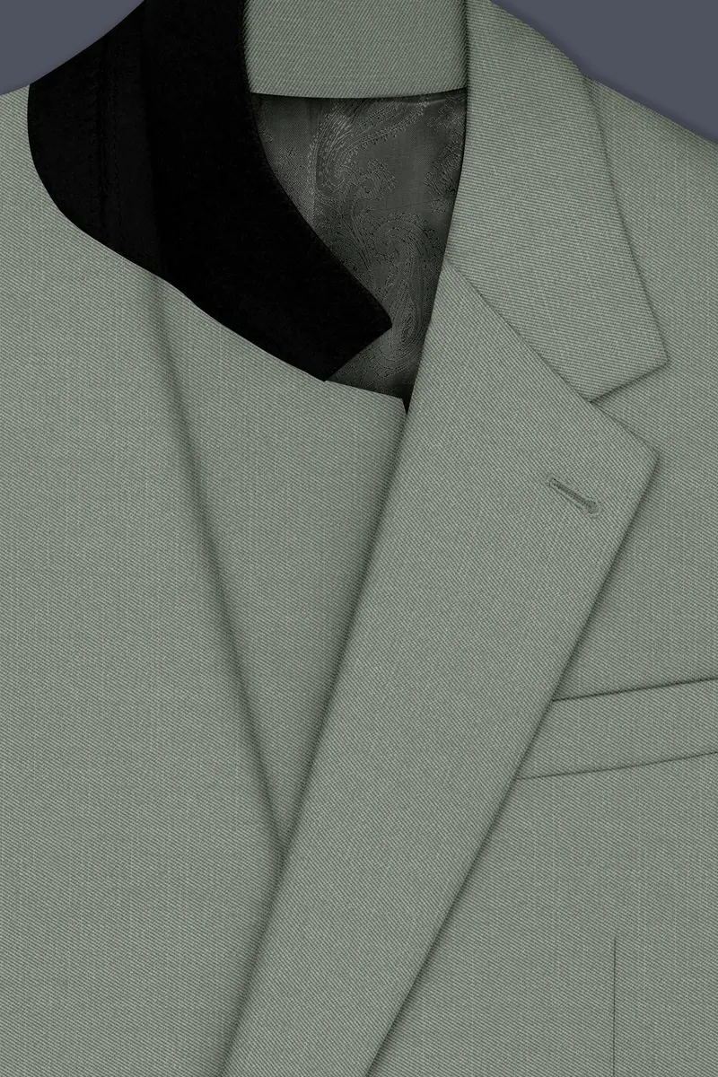 Sage-Smokey Green Wool Rich Slight Stretch Single Breasted Suit 5