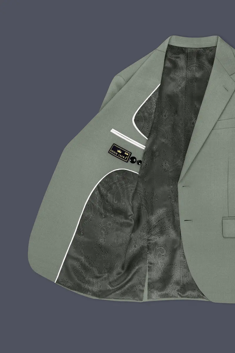 Sage-Smokey Green Wool Rich Slight Stretch Single Breasted Suit 6