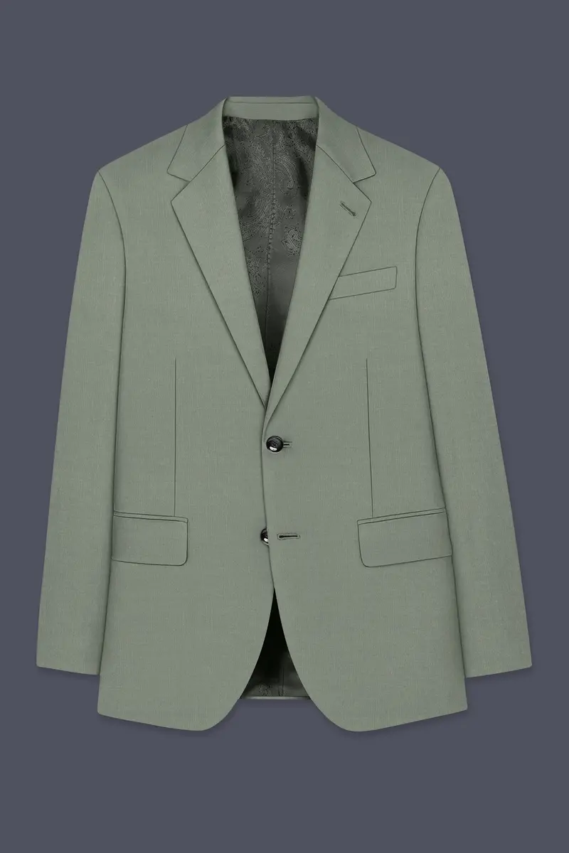 Sage-Smokey Green Wool Rich Slight Stretch Single Breasted Suit 8