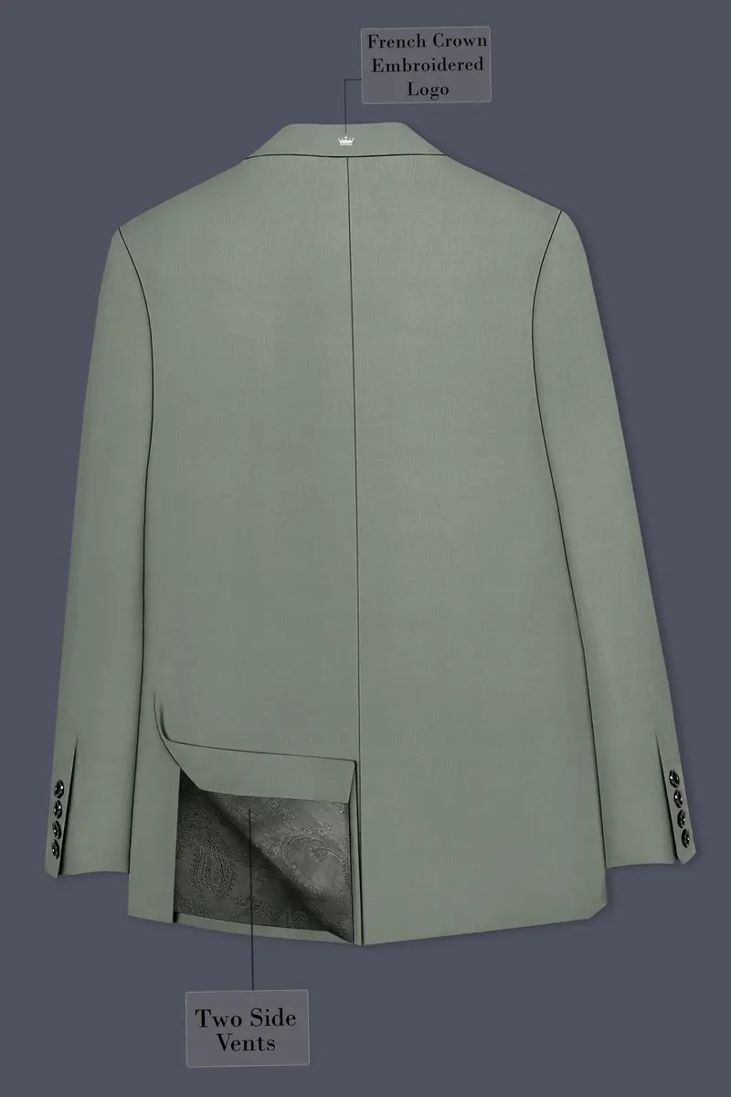 Sage-Smokey Green Wool Rich Slight Stretch Single Breasted Suit 9