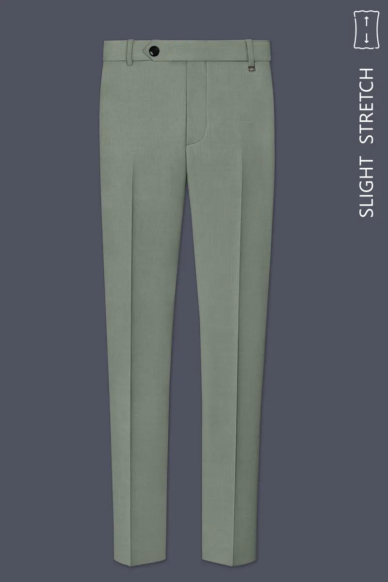Sage-Smokey Green Wool Rich Slight Stretch Waistband Pant 2