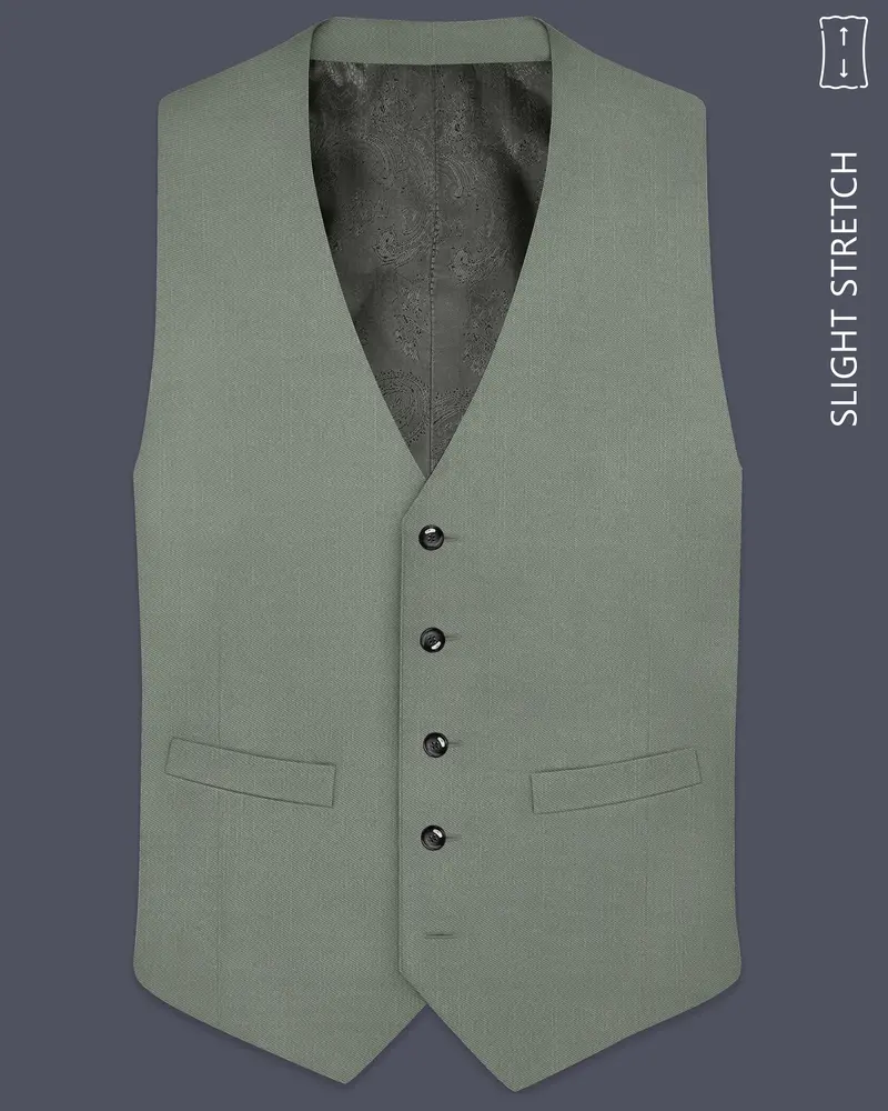 Sage-Smokey Green Wool Rich Slight Stretch Waistcoat 1