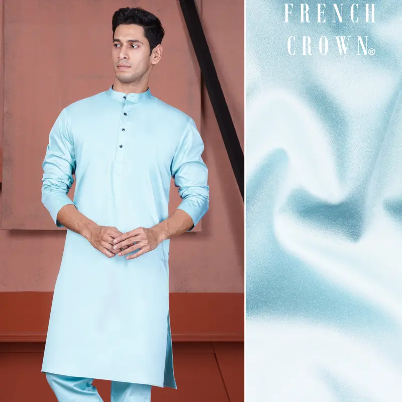 Sail Blue Subtle Sheen Super Soft Premium Cotton Kurta 1