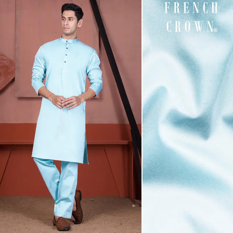 Sail Blue Subtle Sheen Super Soft Premium Cotton Kurta Set 1