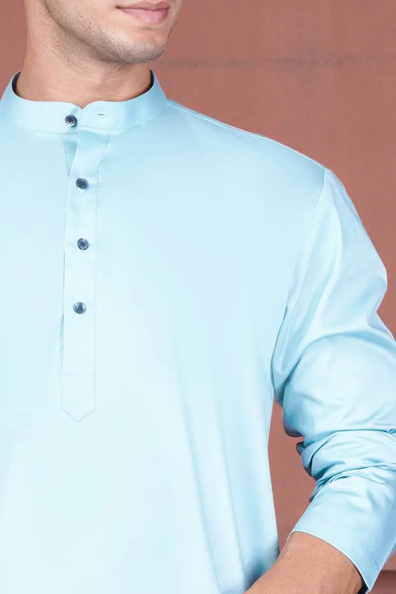 Sail Blue Subtle Sheen Super Soft Premium Cotton Kurta Set 4