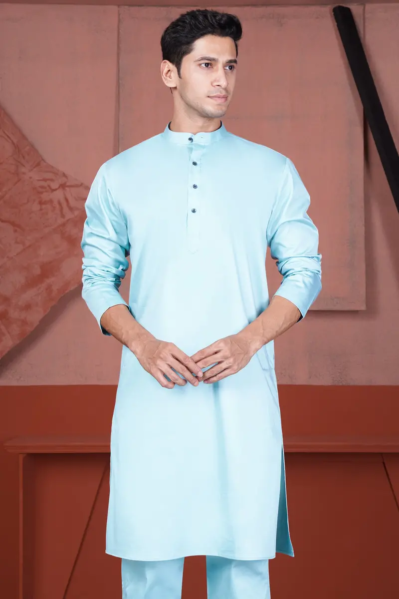 Sail Blue Subtle Sheen Super Soft Premium Cotton Kurta Set 5