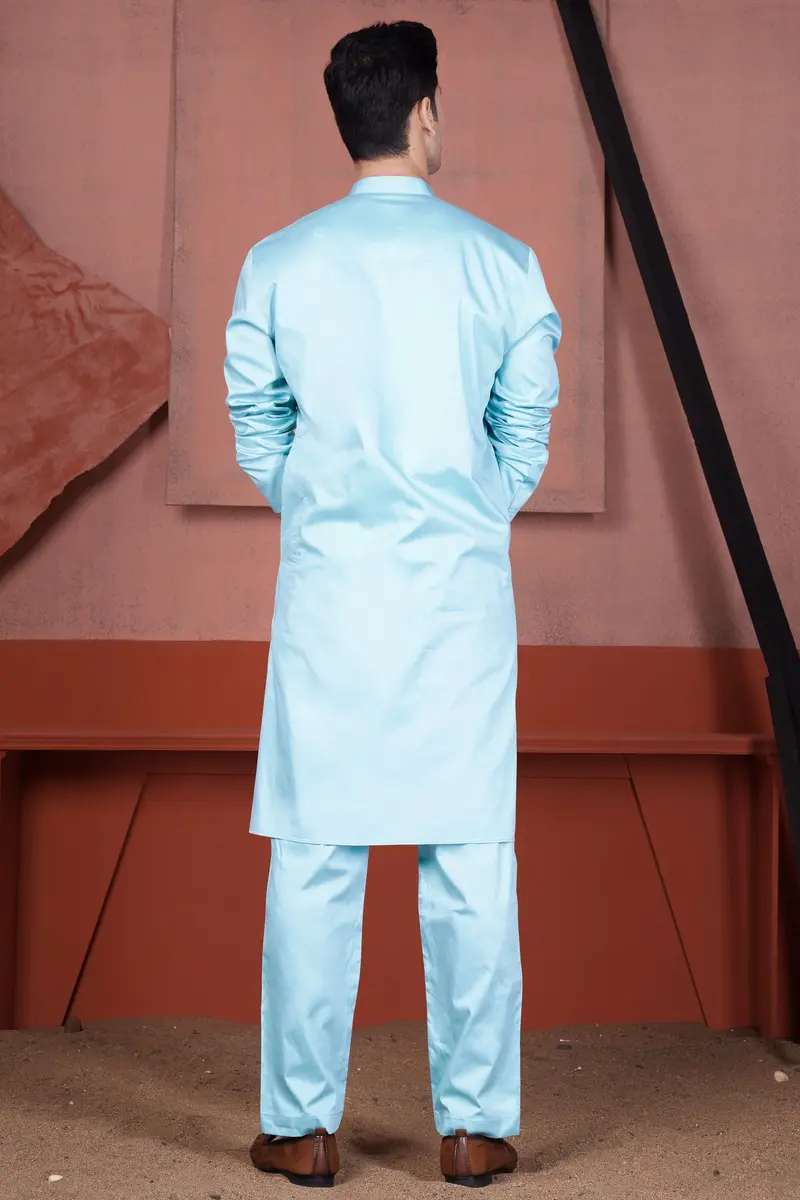 Sail Blue Subtle Sheen Super Soft Premium Cotton Kurta Set 6