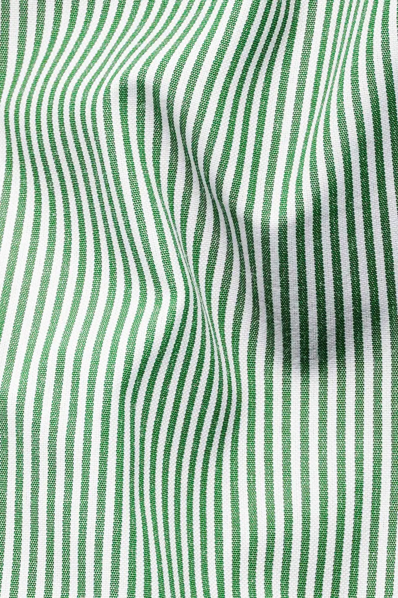 Salem Green And White Striped Premium Cotton Shirt 2