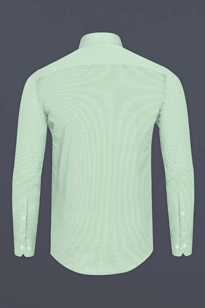 Salem Green And White Striped Premium Cotton Shirt 5