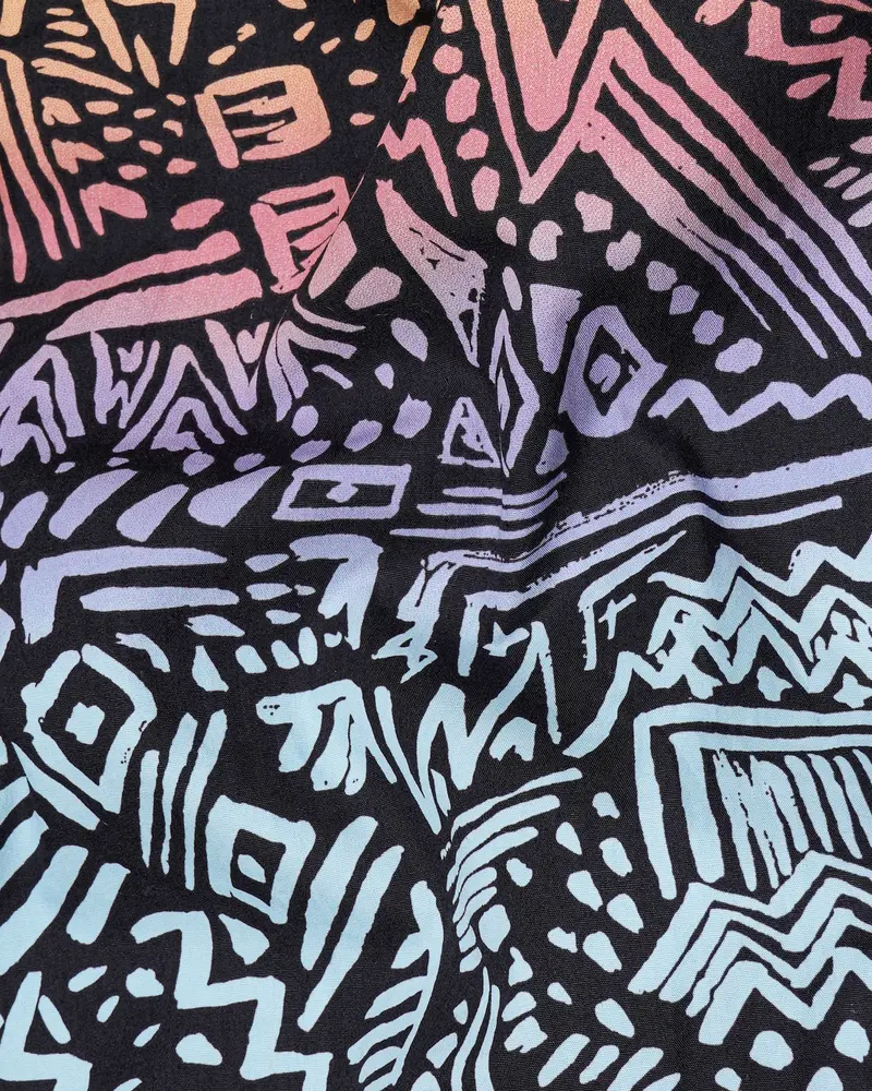 Salmon Peach With Jade Black Abstract Printed Premium Cotton Shirt 2