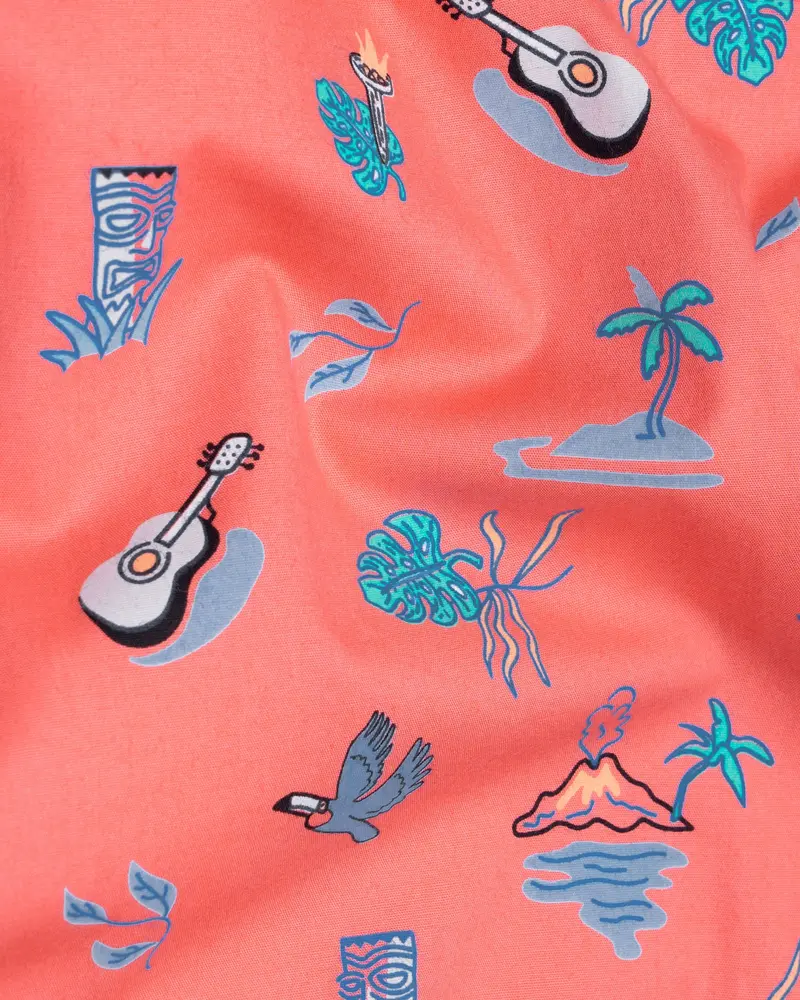 Salmon Printed Royal Oxford Kurta Shirt 3