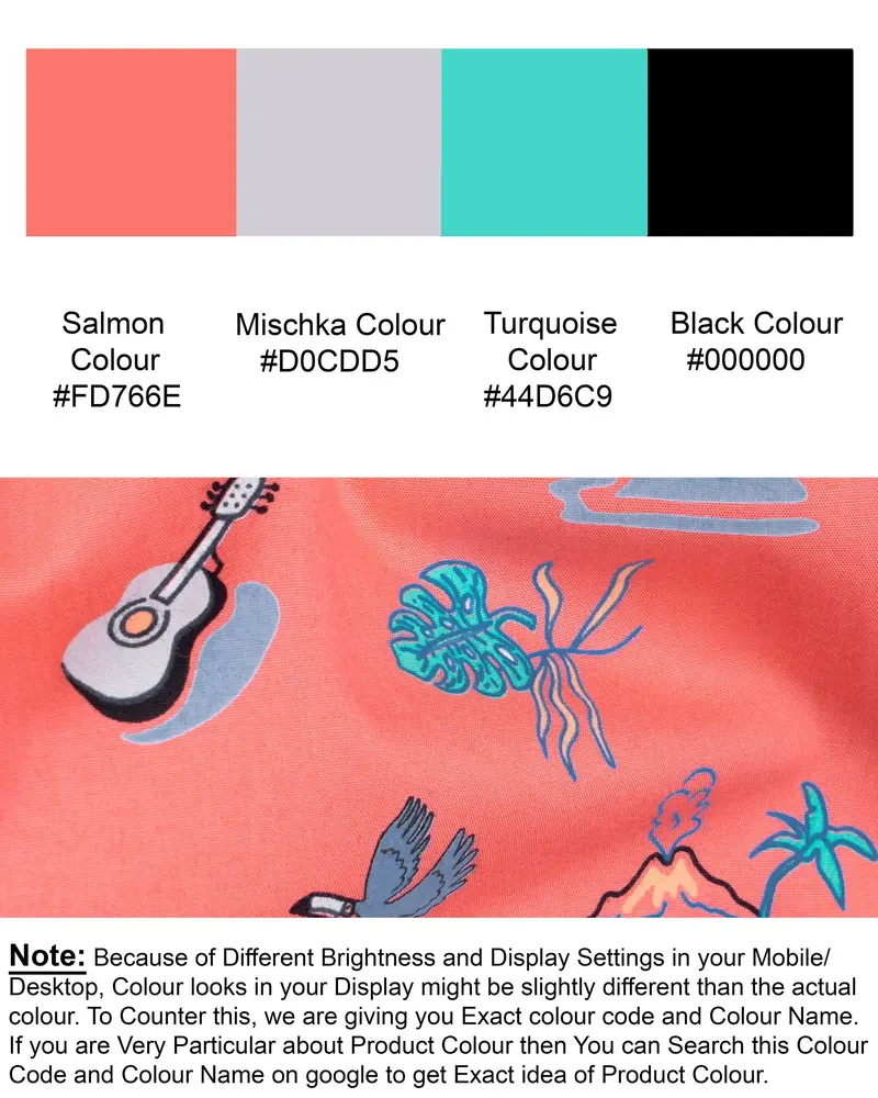 Salmon Printed Royal Oxford Kurta Shirt 8