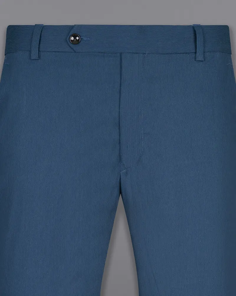 San Juan Blue Subtle Striped Premium Cotton Sports Pant 2
