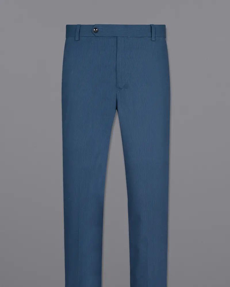 San Juan Blue Subtle Striped Premium Cotton Sports Pant 4
