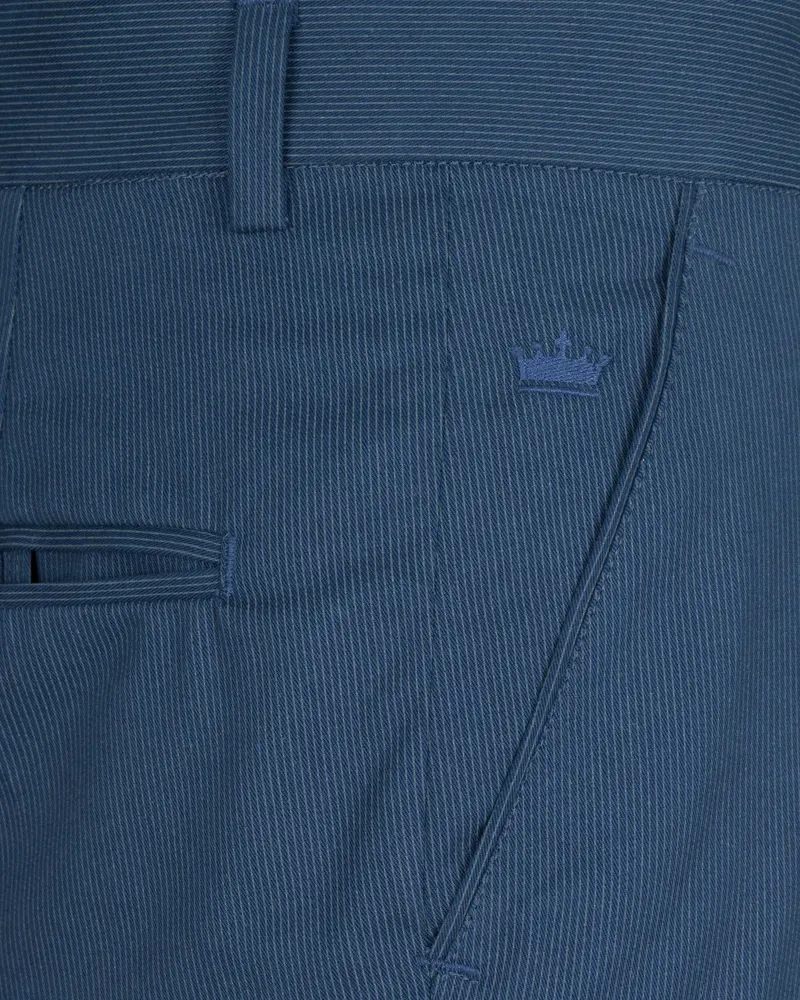 San Juan Blue Subtle Striped Premium Cotton Sports Pant 5