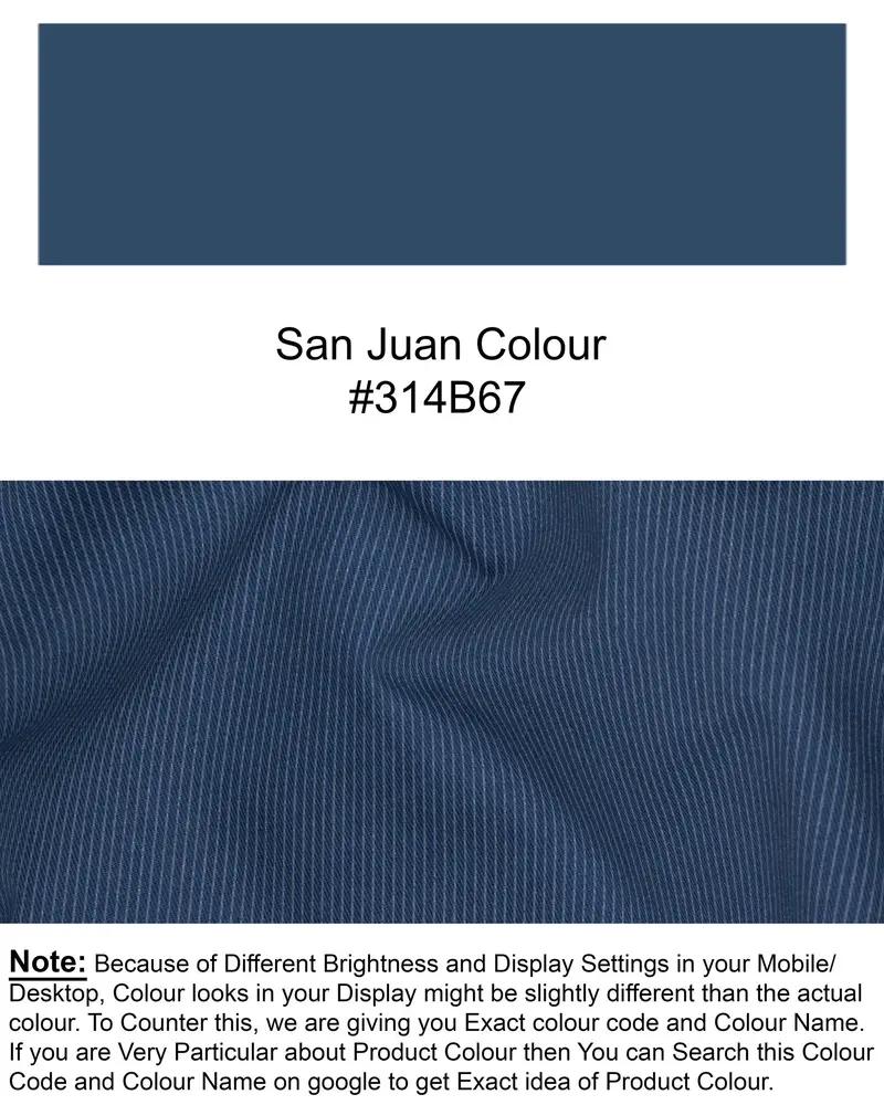 San Juan Blue Subtle Striped Premium Cotton Sports Pant 7