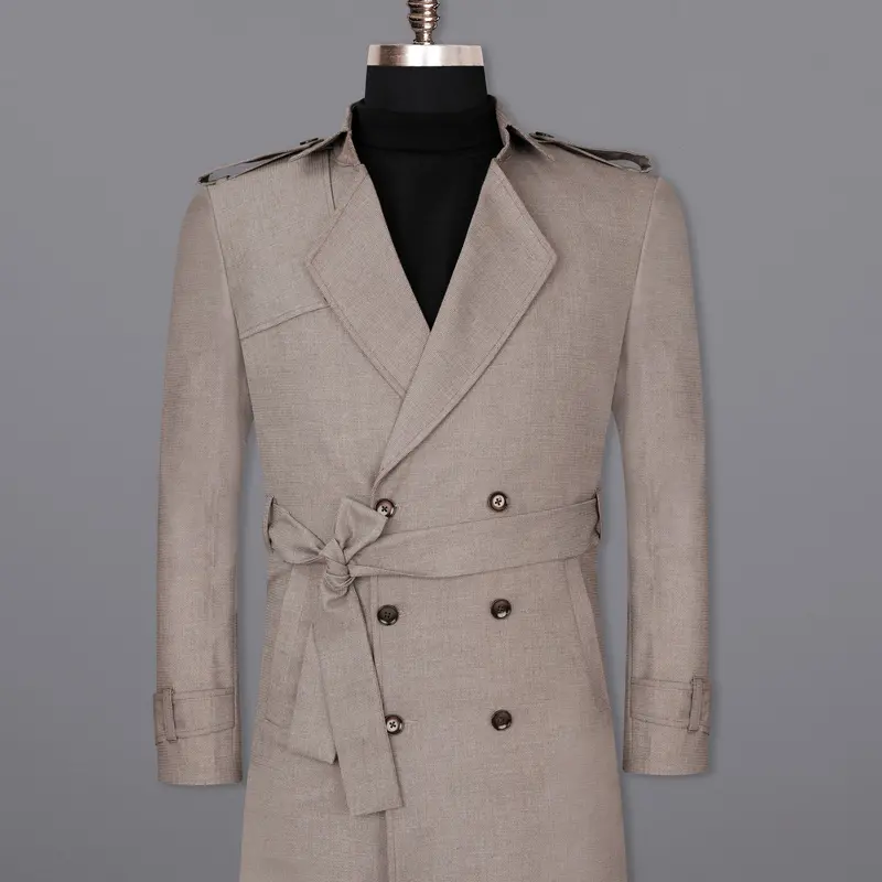 Sand Dune Double Breasted Belt Closure Designer Overcoat 1