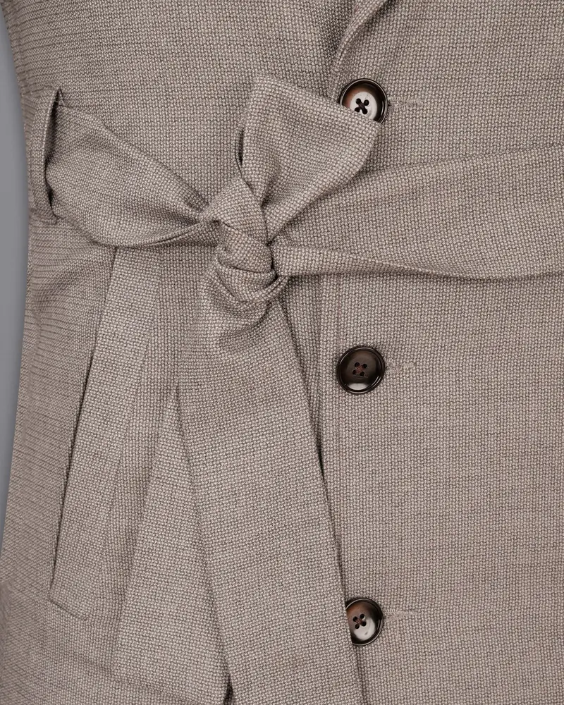Sand Dune Double Breasted Belt Closure Designer Overcoat 6
