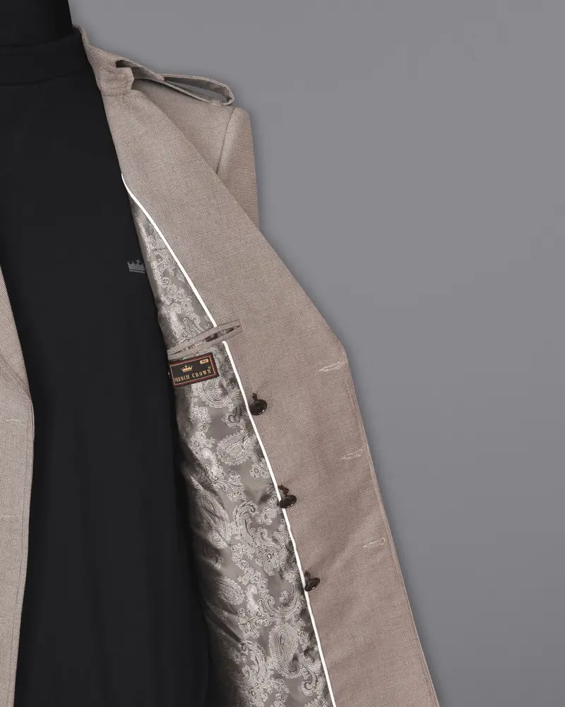 Sand Dune Double Breasted Belt Closure Designer Overcoat 7