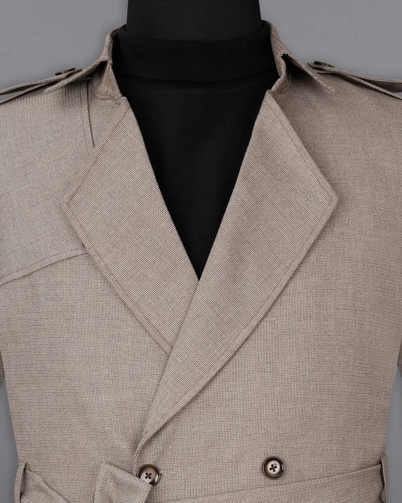 Sand Dune Double Breasted Belt Closure Designer Overcoat 8