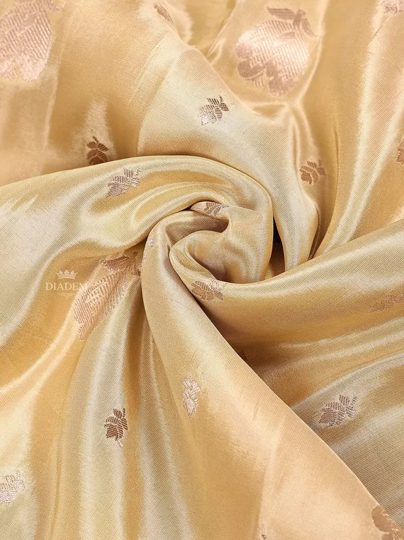 Sandal Banarasi Saree With Flower Design On The Body With Zari Border 2