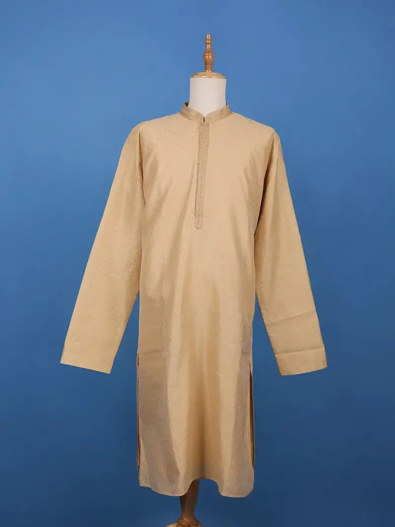 Sandal Beige Small Flower Designs Silk Kurta Set With Pant 1
