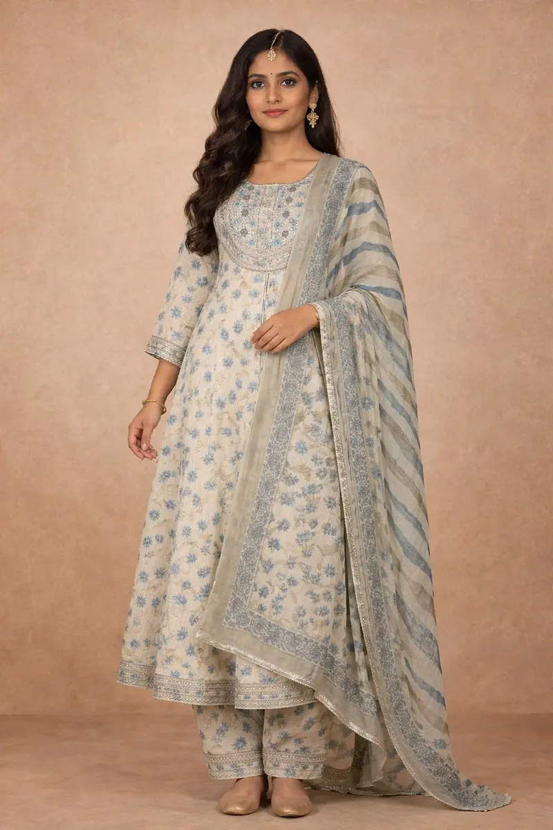 Sandal Floral Embroidered Anarkali Salwar Suit 1