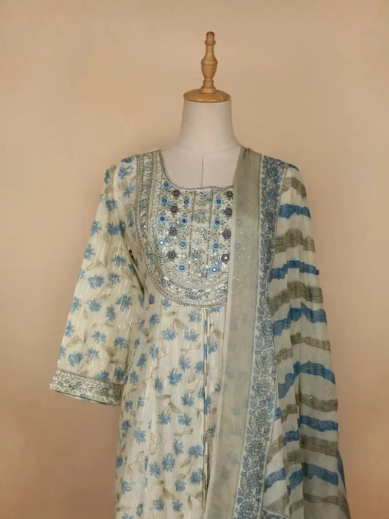 Sandal Floral Embroidered Anarkali Salwar Suit 3