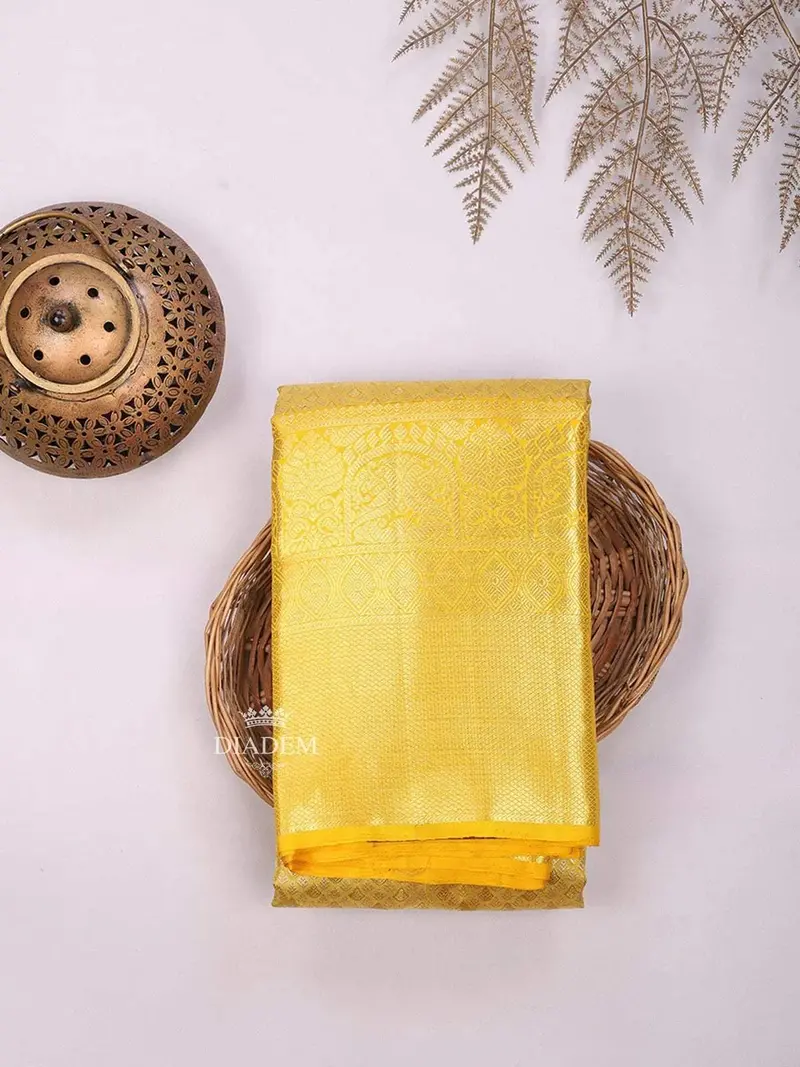 Sandal Pure Kanchipuram Bridal Silk Saree With Zari Brocade On The Body And Zari Border 1