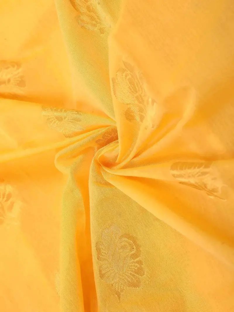 Sandal Silk Cotton Saree With Rose Motif On The Body With With Contrast Border 2