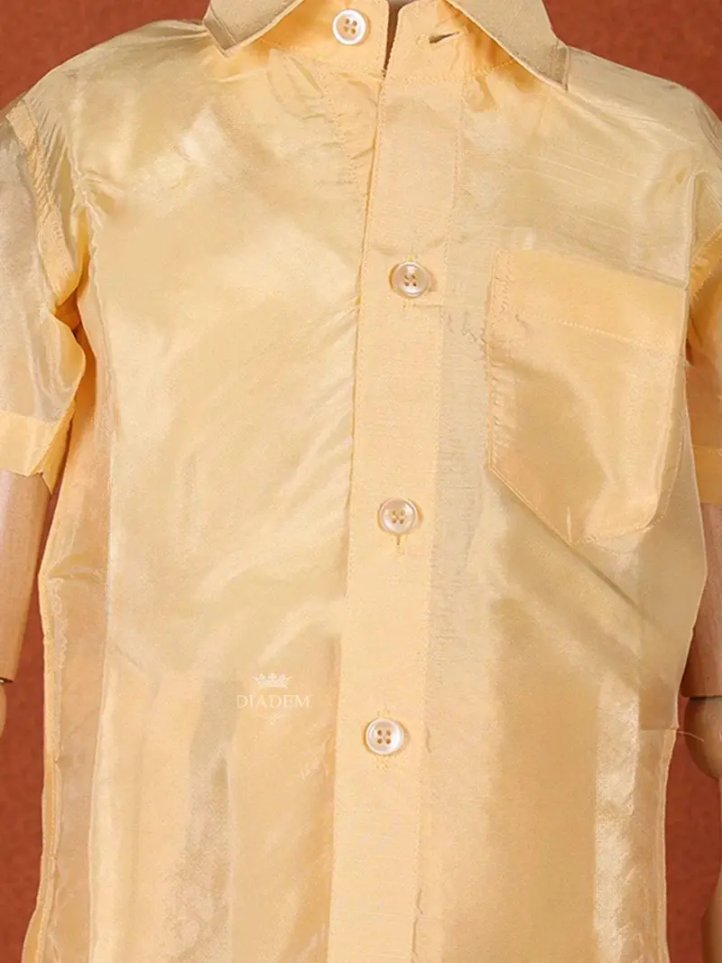Sandal Silk Dhoti With Matching Half Sleeve Shirt 6