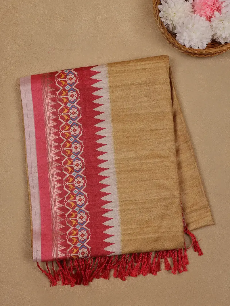 Sandal Solid Designed Soft Silk Saree 1