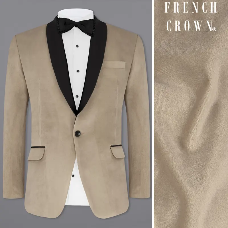 Sandrft Brown Velvet Tuxedo Designer Blazer 1