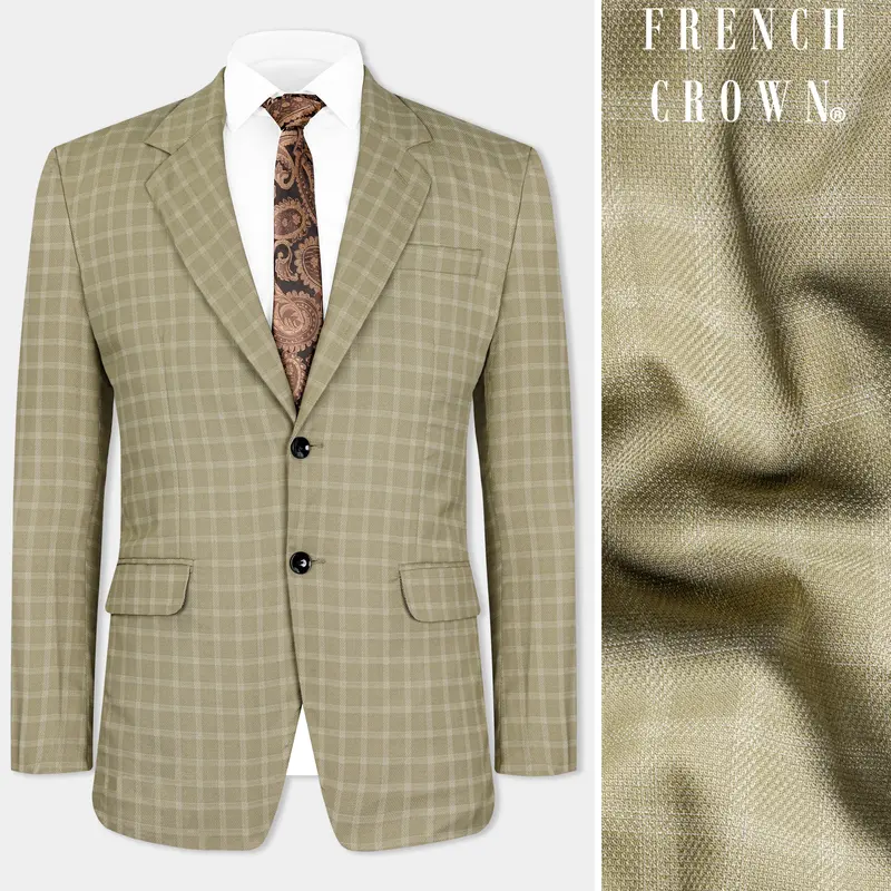 Sandrift Brown Checkered Wool Rich Single Breasted Blazer 1