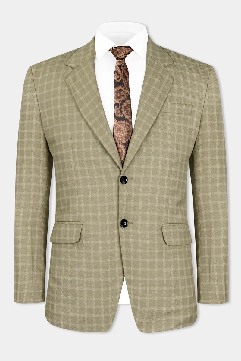 Sandrift Brown Checkered Wool Rich Single Breasted Suit 11
