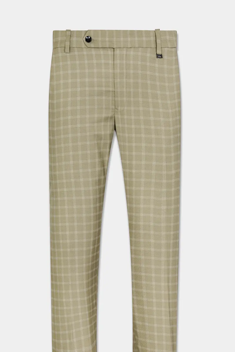 Sandrift Brown Checkered Wool Rich Single Breasted Suit 12