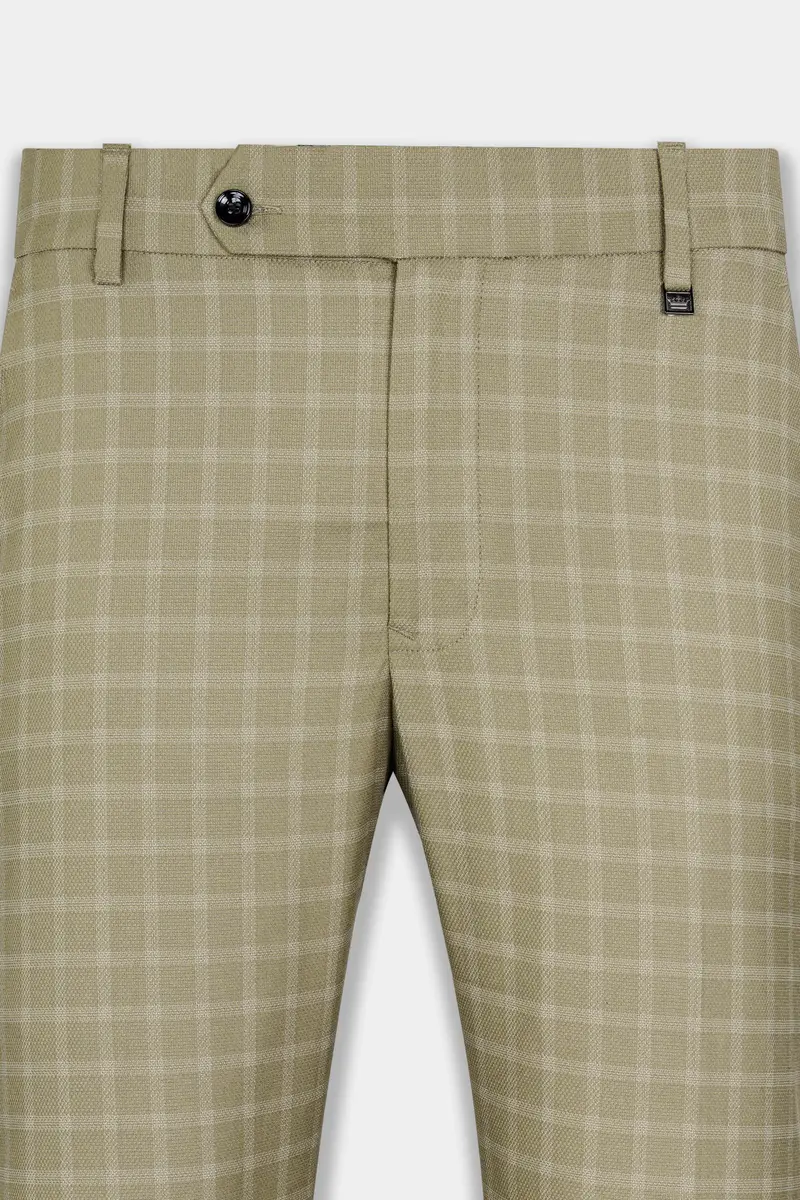 Sandrift Brown Checkered Wool Rich Single Breasted Suit 14