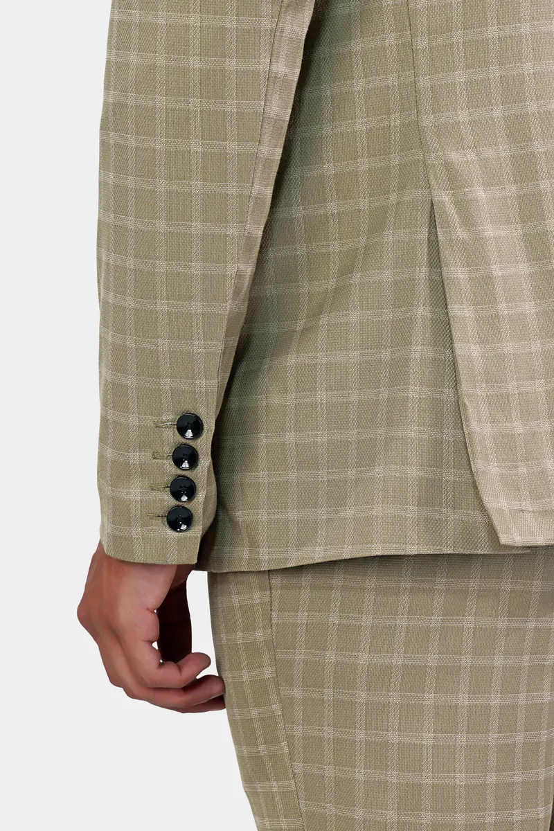 Sandrift Brown Checkered Wool Rich Single Breasted Suit 4