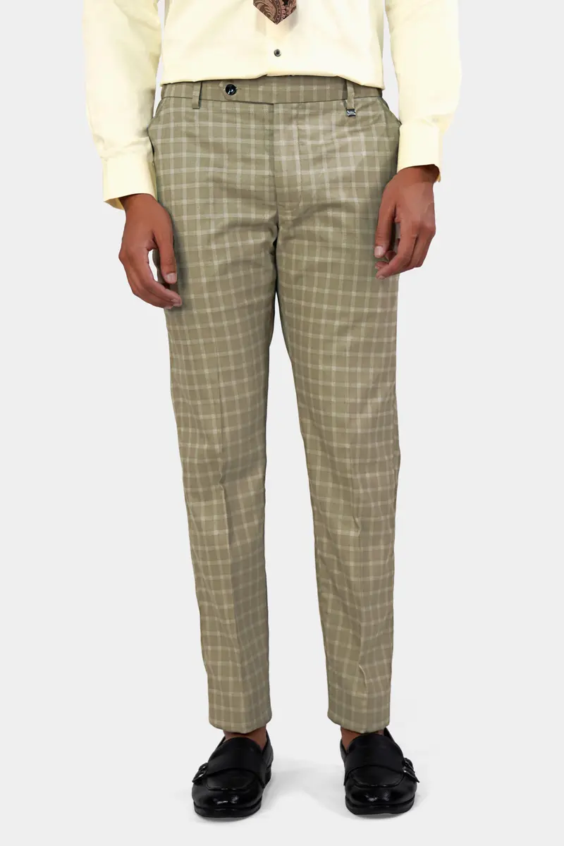 Sandrift Brown Checkered Wool Rich Single Breasted Suit 5