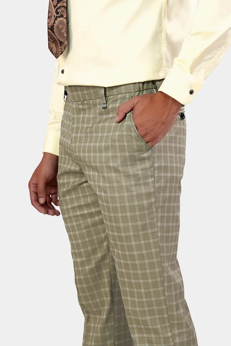 Sandrift Brown Checkered Wool Rich Single Breasted Suit 6