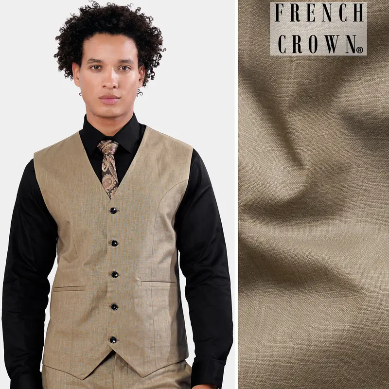 Sandrift Brown Luxurious Linen Sports Waistcoat 1