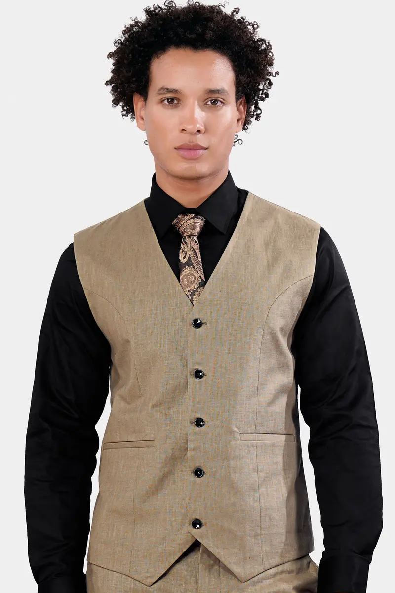 Sandrift Brown Luxurious Linen Sports Waistcoat 2