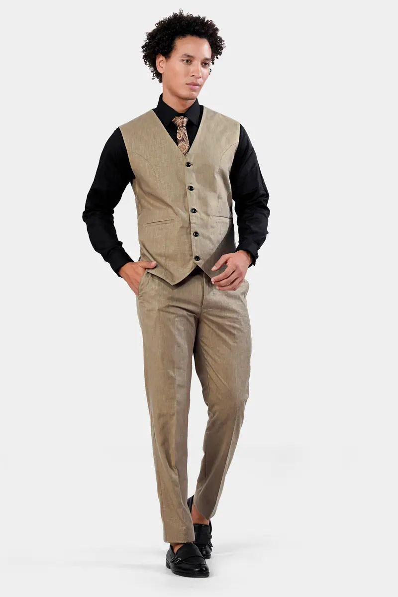 Sandrift Brown Luxurious Linen Sports Waistcoat 5