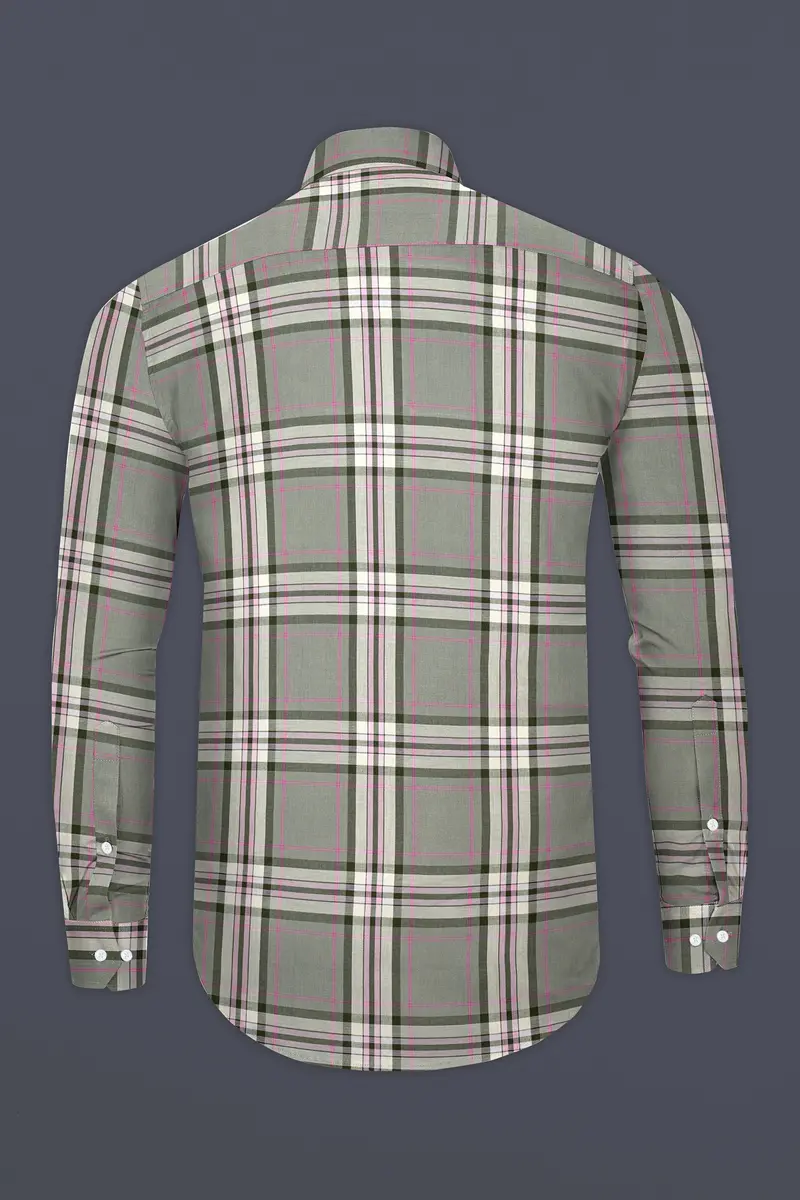 Sandrift Brown With Mondo Green Twill Checkered Premium Cotton Shirt 5