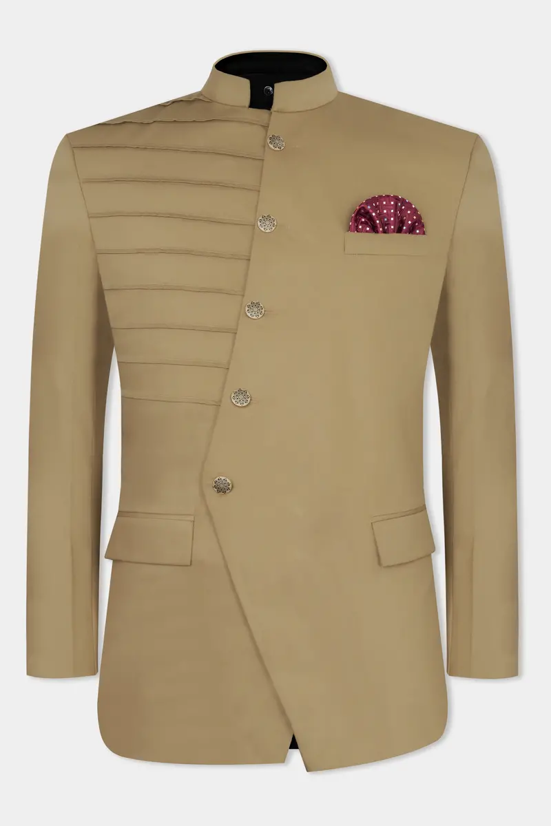 Sandrift Brown Wool Rich Bandhgala Designer Blazer 2