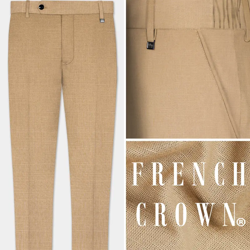 Sandrift Cream Luxurious Linen Stretchable Waistband Pant 1