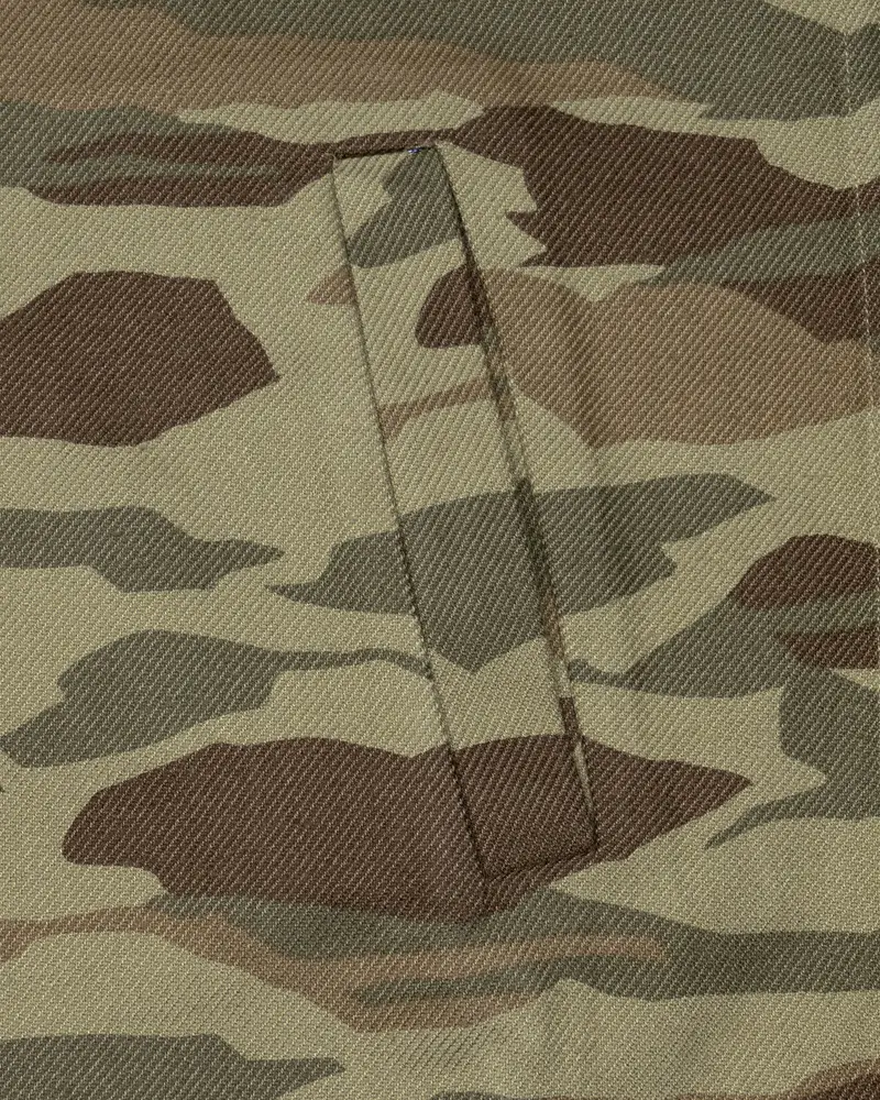 Sandrift Green With Taupe Brown Camouflage Royal Oxford Designer Shirt 4