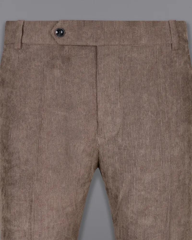 Sandstone Brown Striped Corduroy Premium Cotton Pant 2